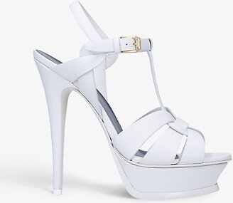 Womens White Tribute Leather Platform Sandals