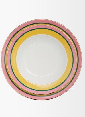 Rainbow 18kt-gilded Porcelain Bowl & Plate Set-AA