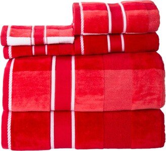 6pc Striped Bath Towel Set Red - Yorkshire Home