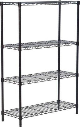 4-Layer Plastic Coated Iron Shelf - Black