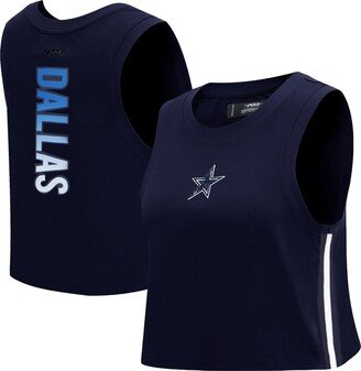 Women's Pro Standard Navy Dallas Cowboys Ombre Wordmark Classic Cropped Tank Top