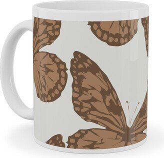 Mugs: Butterfly Ceramic Mug, White, 11Oz, Brown