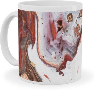 Mugs: Acrylic Flow Ceramic Mug, White, 11Oz, Brown