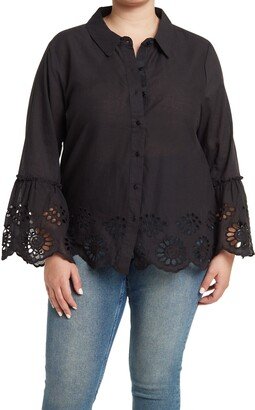 Forgotten Grace Button Down Eyelet Trim Shirt