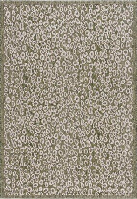 Courtyard CY8659 Power Loomed Indoor/Outoor Area Rug - Dark Green/Beige - 5'3x7'7