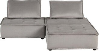 Lilola Home Anna Velvet 3 Pc Sectional Sofa Ottoman