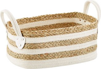 Small Seagrass & Cotton Basket White/Natural