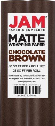 Jam Paper Gift Wrap 50 Square Feet Matte Wrapping Paper Rolls, Pack of 2