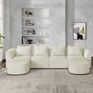 Calnod U-Shape Sectional Sofa Including Two Single Seats & Two Chaises with Loop Yarn Fabric Sofa