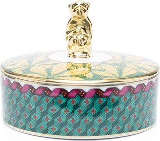 Monkey graphic-pattern round box