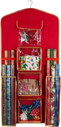 Holiday Hanging Gift Wrap Organizer with 4 Front Pockets