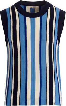 Scale Striped Crewneck Knitted Vest