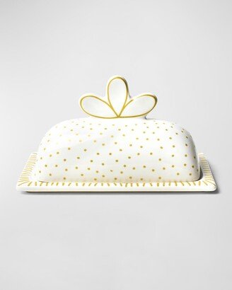 Deco Gold Scallop Knob Butter Dish