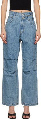 Blue Double-Waist Jeans