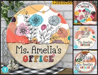 Boho Office Sign, Custom Door Hanger, Teacher Classroom Back To School Gift, Gift