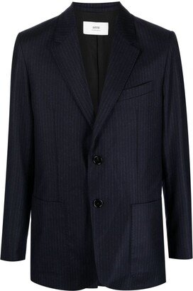 Pinstriped Single-Breasted Blazer