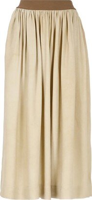 Pocketed Pleated Midi Skirt-AA