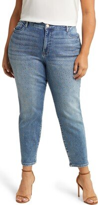 Reese Fab Ab Rhinestone High Waist Ankle Slim Straight Leg Jeans