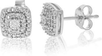 Vir Jewels Square Earrings 1/10 cttw Round Lab Grown Diamond Studs .925 Sterling Silver Prong Set