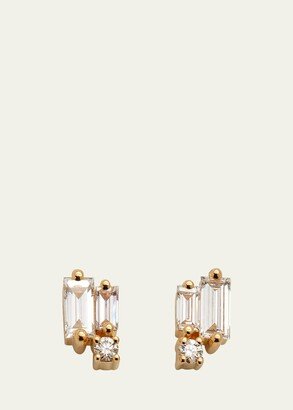 18K Yellow Gold Diamond Cluster Stud Earrings