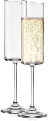 Claire Crystal Cylinder Champagne Glasses - Set of 2 Champagne Flutes - 5.7 oz