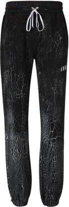 Cracked Effect Drawstring Sweatpants