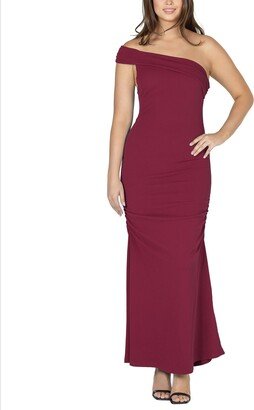 24seven Comfort Apparel Women's Party One Shoulder Rouched Maxi Dress