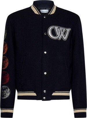 Logo Embellished Long-Sleeved Bomber Jacket