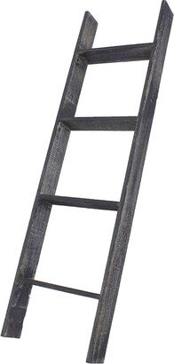 4 Step Rustic Black Wood Ladder Shelf - 48