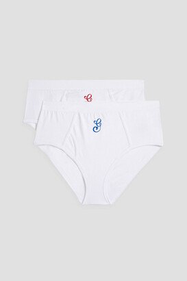 Embroidered stretch-cotton jersey high-rise briefs