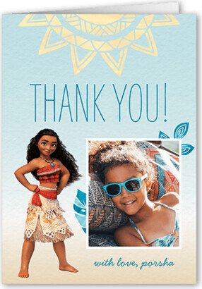 Thank You Cards: Disney Moana Celebration Thank You Card, Blue, 3X5, Matte, Folded Smooth Cardstock