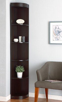 DH BASIC 5-Shelf Corner Bookcase Display Stand in Brown Cappuccino Finish by Denhour