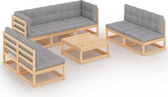 8 Piece Patio Lounge Set with Cushions Solid Pinewood-AN
