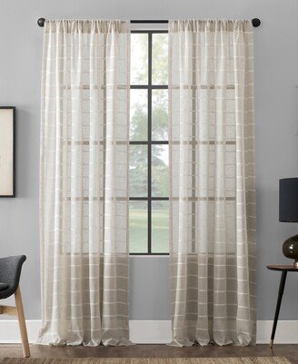 Twill Stripe Anti-Dust Curtain Panel, 52 x 63 - White/Linen