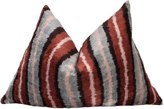 Unique Throw Pillow + Down Insert Made in USA, Invisible Zipper, Couch Cushion, Handmade Luxury Fabric, Decorative Soft Velvet Ikat Design-AC