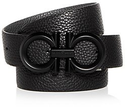 Men's Black Buckle Reversible Leather Belt