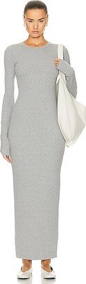 Eterne Long Sleeve Crewneck Maxi Dress in Grey