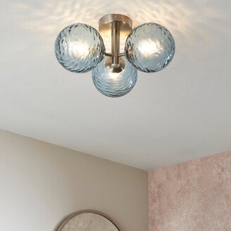 Dunelm Aqua Bathroom 3 Light Semi Flush Ceiling Fitting Aqua (Blue)