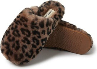 Fireide By Dearfoam Women' Shelly Beach All Over Genuine Shearling Scuff Slipper - Leopard Size 6