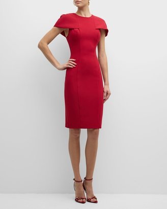 Cortez Cape-Sleeve Bodycon Crepe Midi Dress