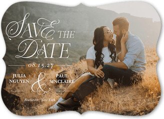 Save The Date Cards: Elegant Time Save The Date, White, 5X7, Matte, Signature Smooth Cardstock, Bracket