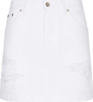 Distressed Denim Miniskirt-AA