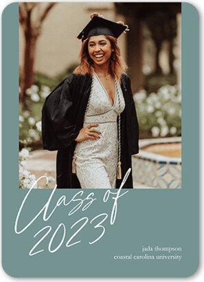 Graduation Announcements: Momentous Script Graduation Announcement, Blue, 5X7, Standard Smooth Cardstock, Rounded