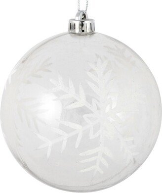 4 Clear Ball White Glitter Snowflake Ornament, 4 per Box