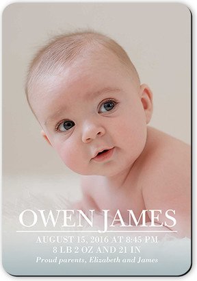 Birth Announcements: Basic Name Birth Announcement, White, Matte