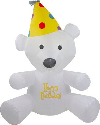 Northlight 4' Inflatable Lighted Happy Birthday Bear Outdoor Decoration