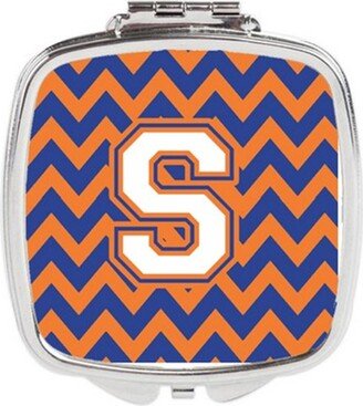 CJ1060-SSCM Letter S Chevron Blue & Orange No.3 Compact Mirror