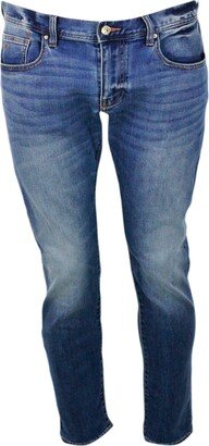 Slim Fit Jeans In Stretch Denim With Contrast Stitching. Zip And Button Closure