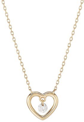 18K Yellow Gold & Diamond Heart Pendant Necklace