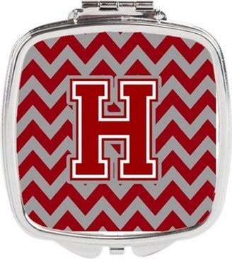 CJ1049-HSCM Letter H Chevron Maroon & White Compact Mirror, 3 x 0.3 x 2.75 in.